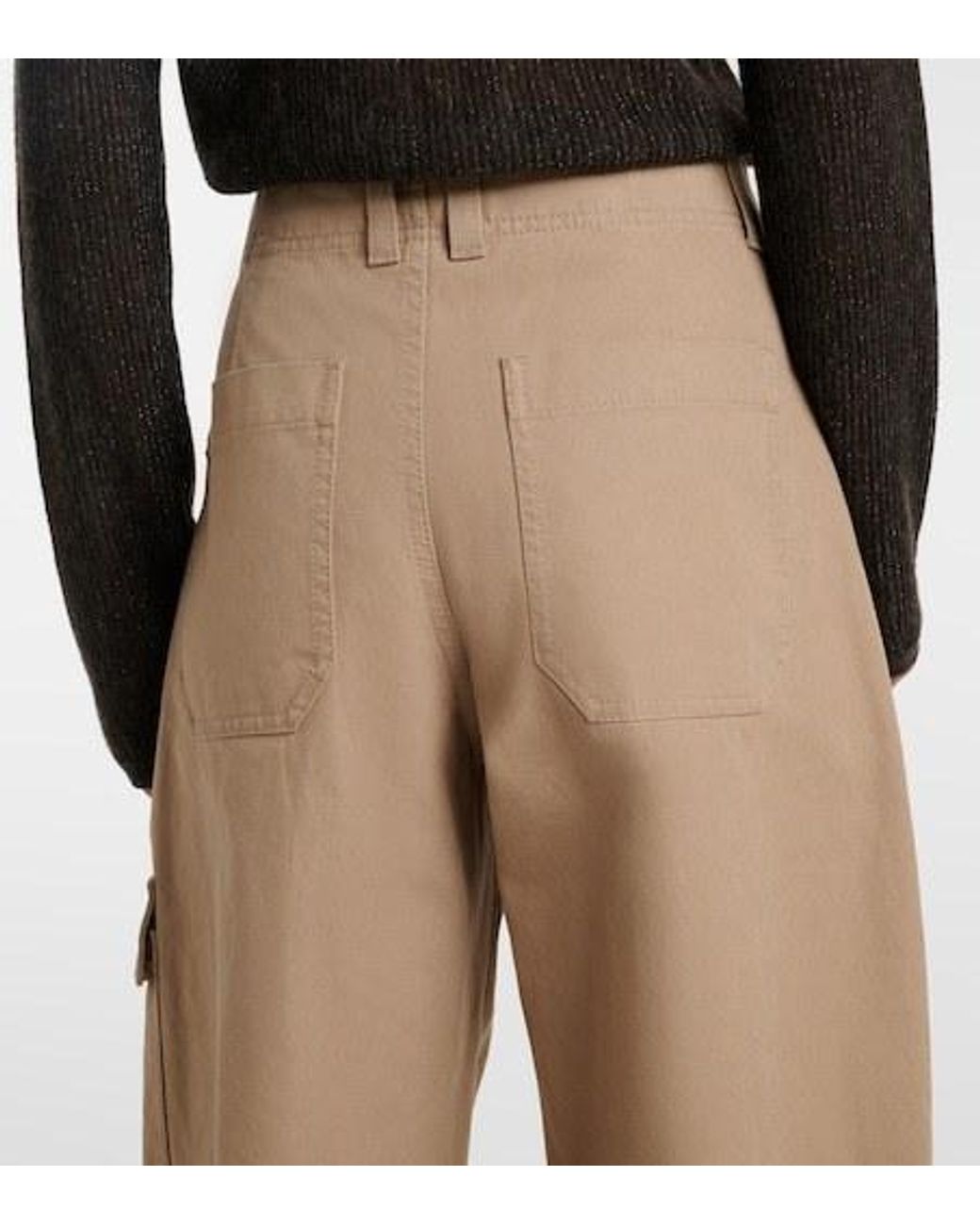 Brunello Cucinelli Natural Cotton Barrel-Leg Pants
