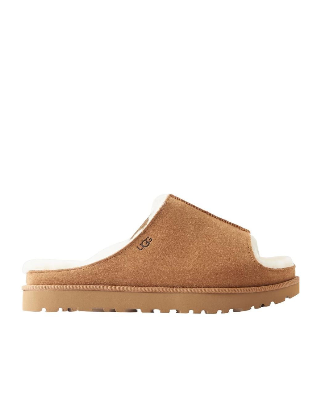 Ugg Brown Solid Color Shearling Slides