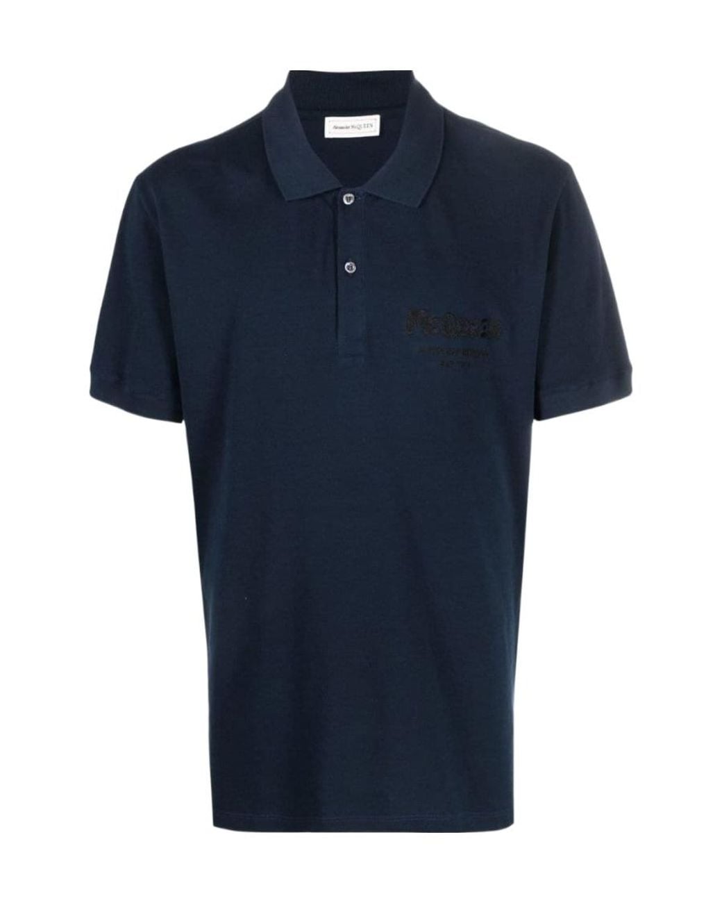 McQueen Blue Logo Embroidered Polo Shirt for men