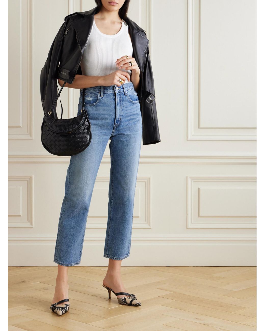 SLVRLAKE Denim Blue High-Waisted Straight-Leg Pants