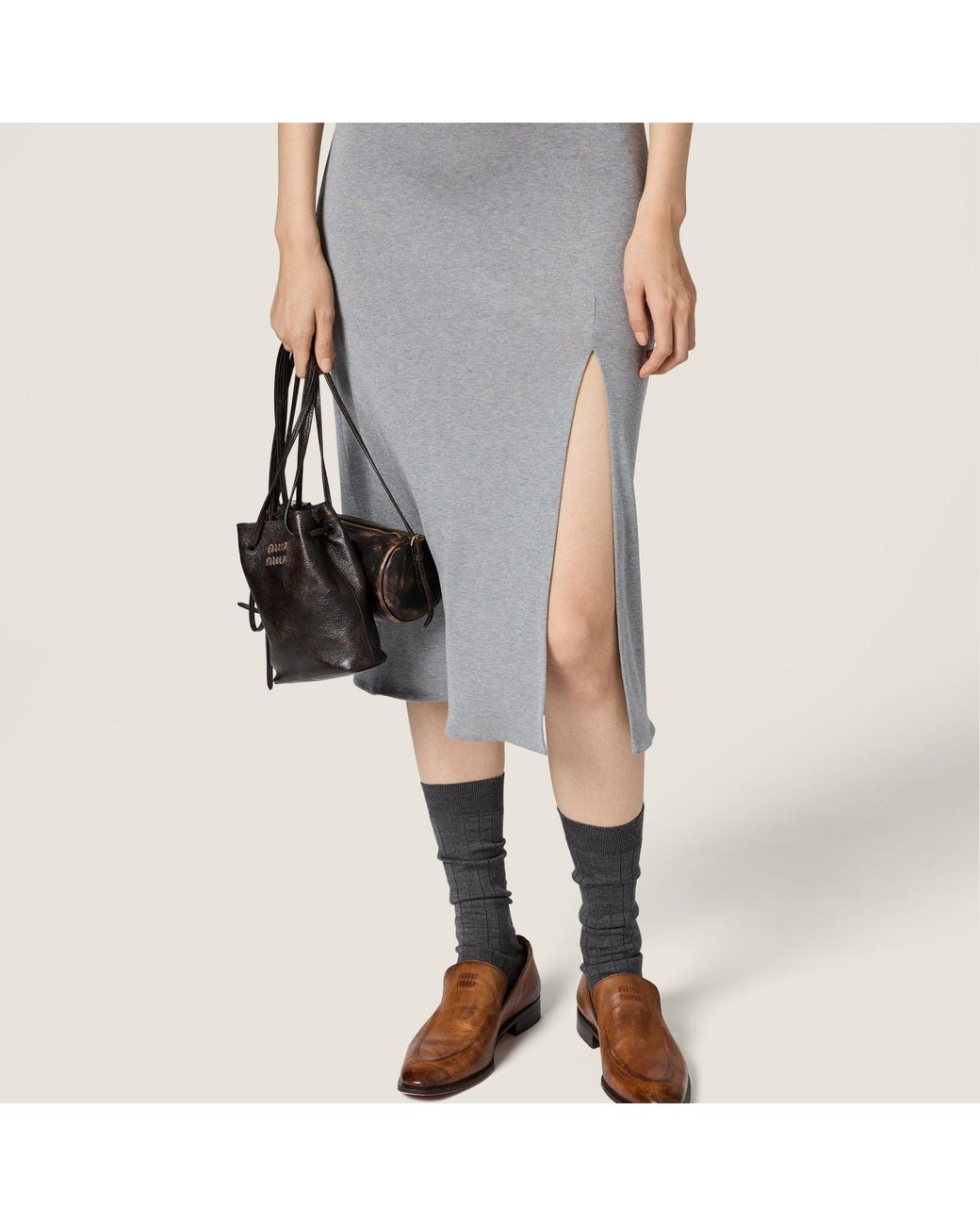 Miu Miu Gray Silk Jersey Dress