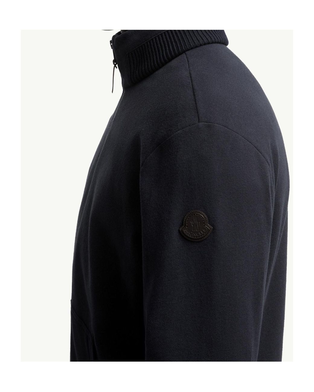 Moncler Blue Cotton Cashmere Zip-Up Sweatshirt for men