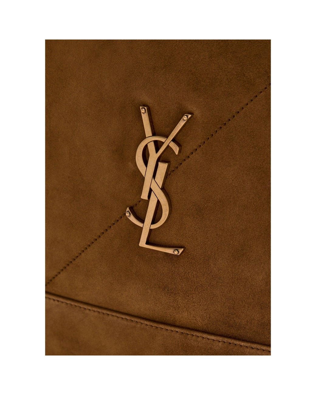 Saint Laurent Brown Diamond-Patterned Suede Tote Bag