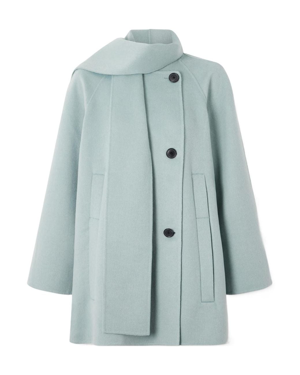 Proenza Schouler Blue Scarf-Detailed Wool-Blend Coat