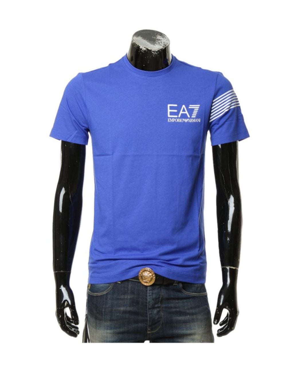 EA7 Blue Logo-Print Crewneck T-Shirt for men