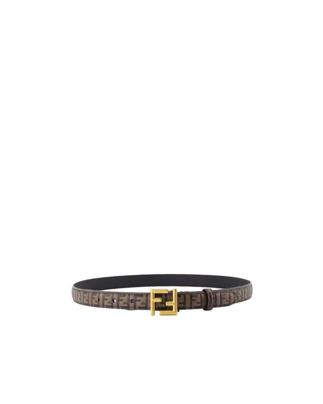 Fendi White Logo Detailed Buckled Belt
