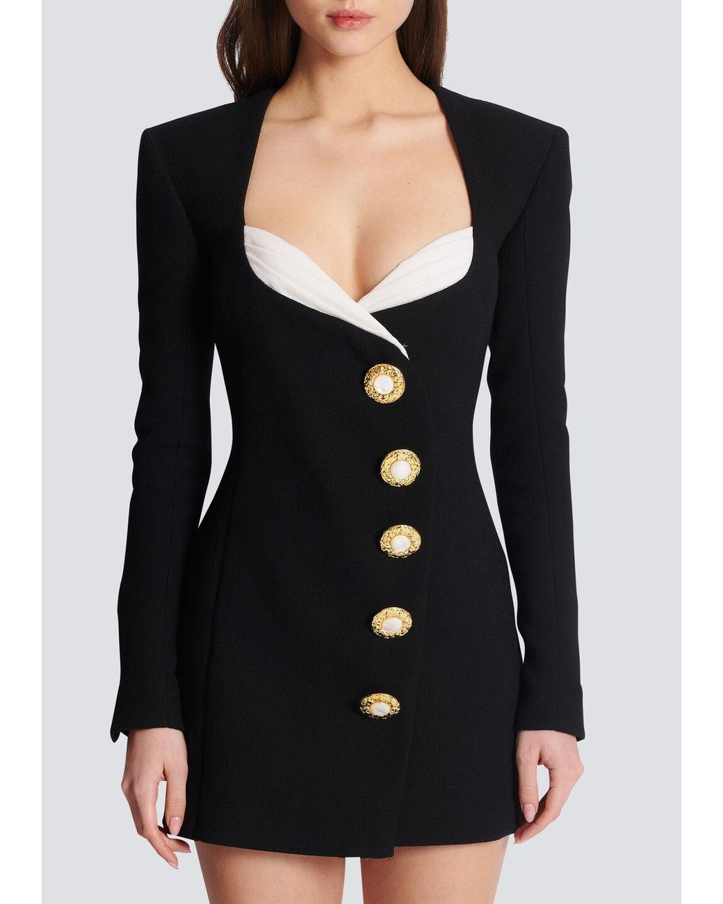 Balmain Black V-Neck Layered Dress