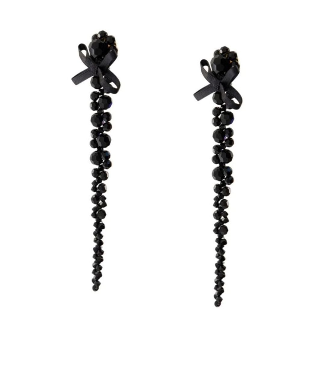 Simone Rocha Black Bow-Detail Embellished Earrings