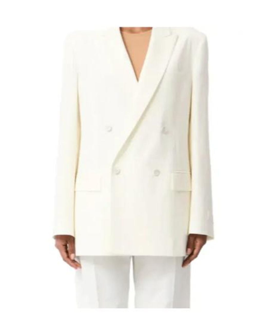 MM6 by Maison Margiela White Double Breasted Blazer