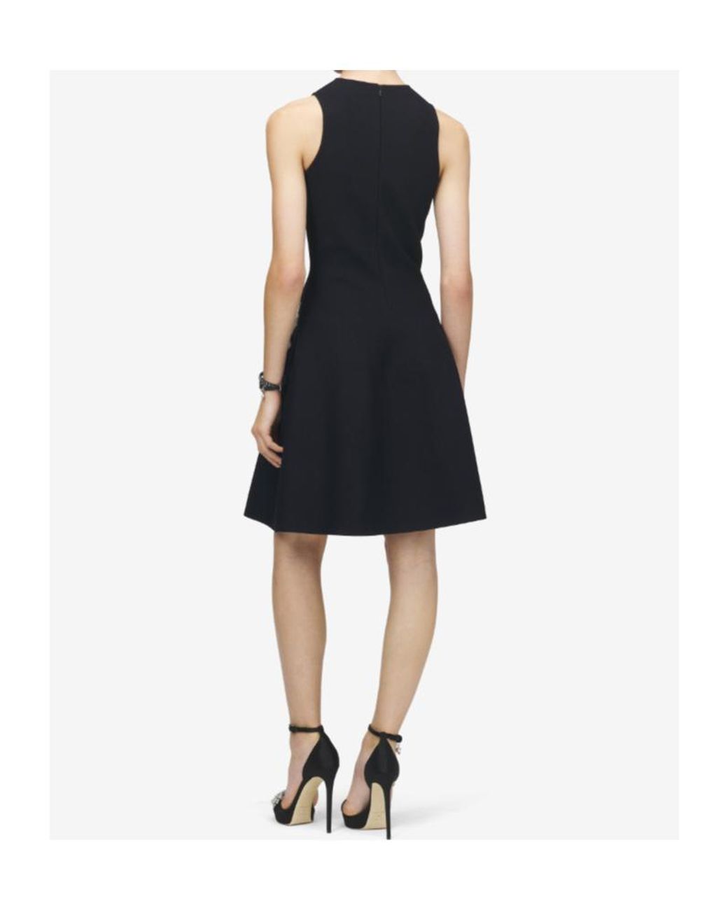 McQueen Black Lace Ribcage Jacquard Mini Dress