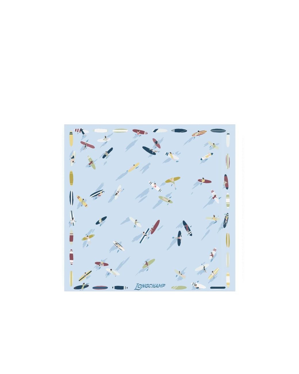Longchamp Blue Printed Silk Scarf