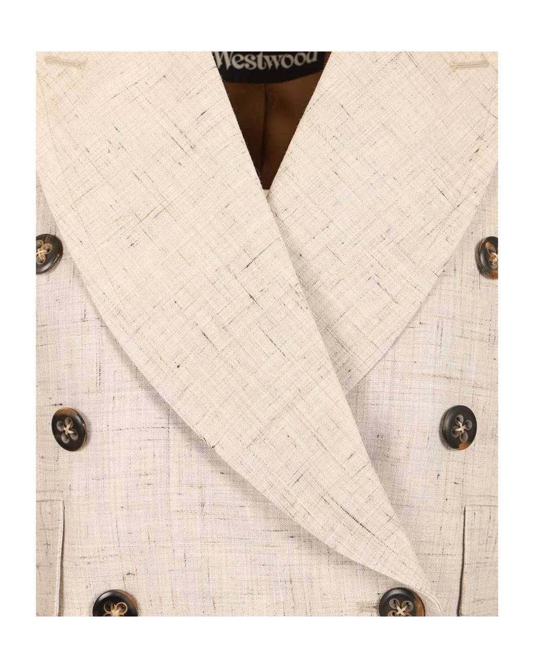 Vivienne Westwood Natural Double-Breasted Cropped Blazer