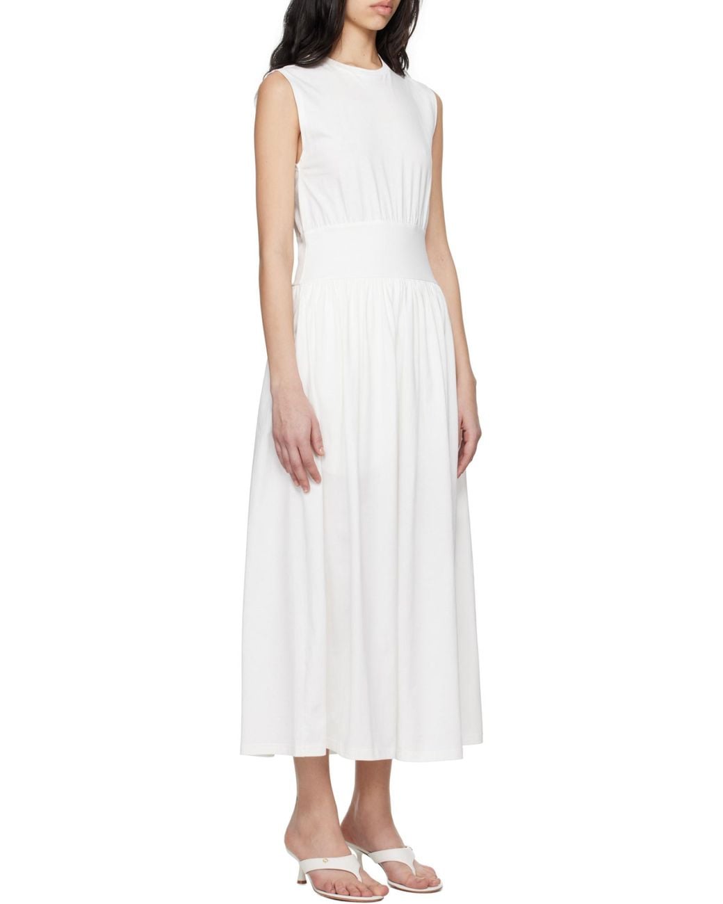 Totême  White Totême Crewneck Sleeveless Maxi Dress