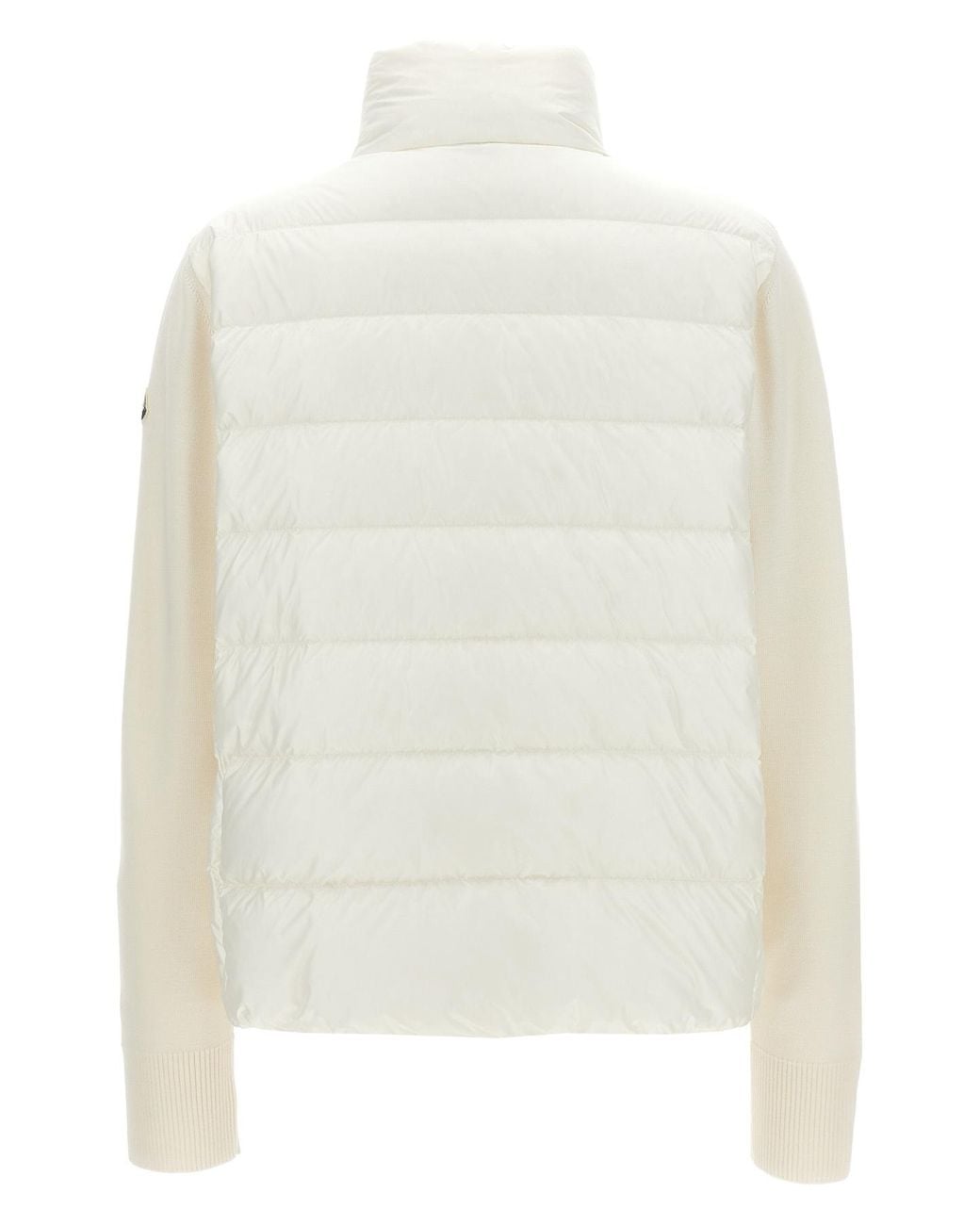 Moncler White Logo Patch Zip-Up Jacket