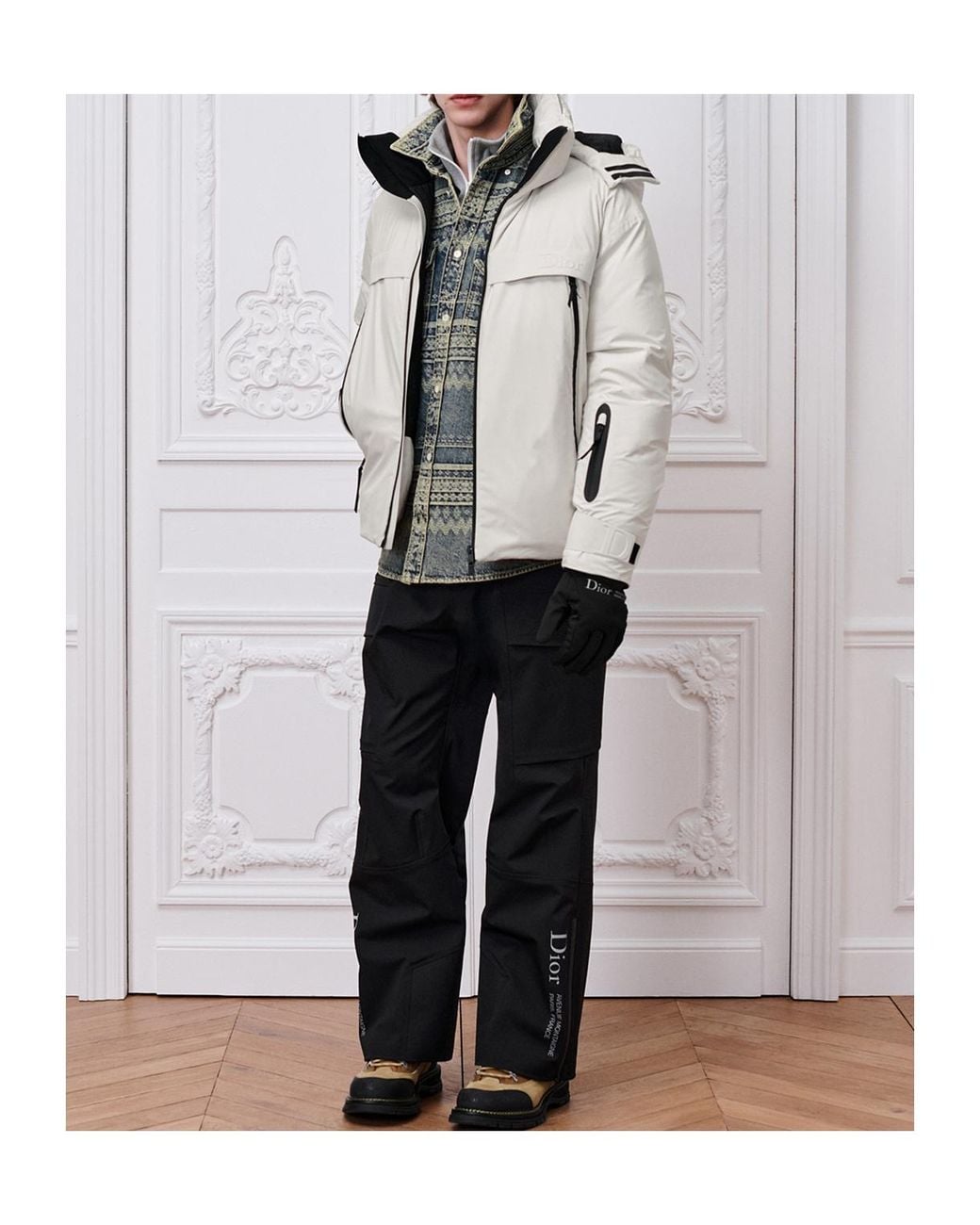Dior Gray Alps Puffer Jacket With Removable Hood for men