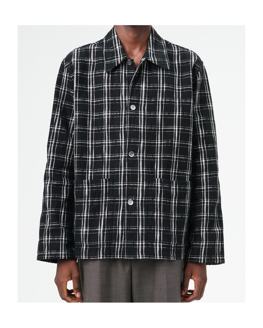 Our Legacy Black Haven Check Overshirt for men