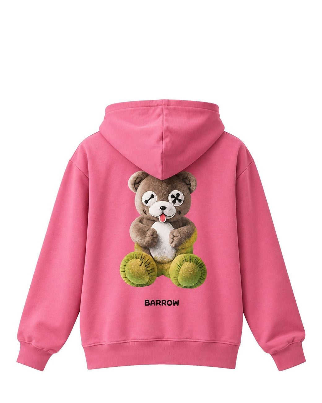 Barrow Pink Teddy-Bear Print Hoodie for men