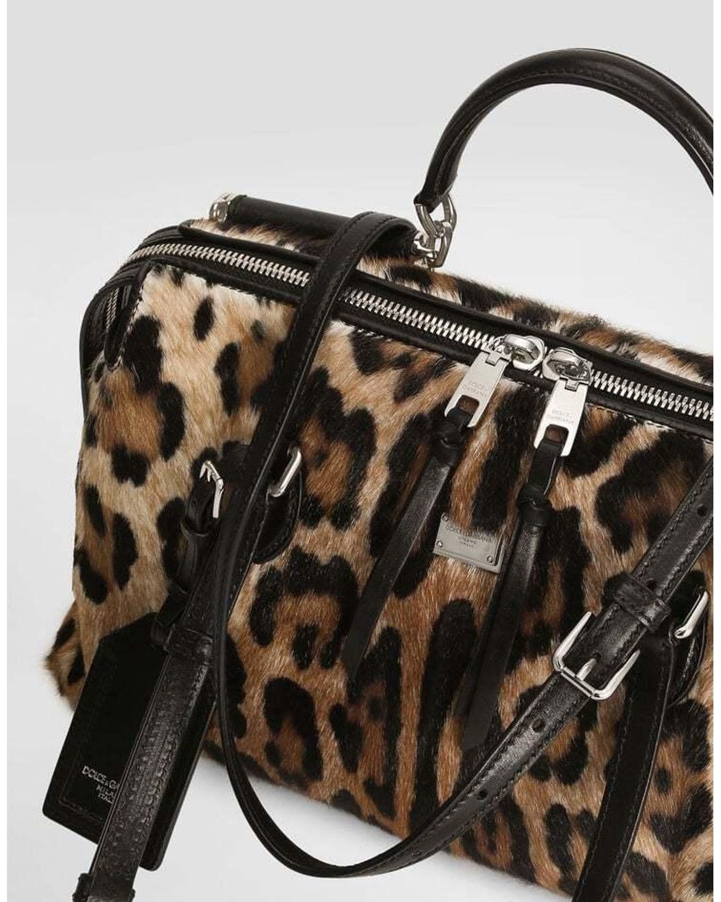 Dolce & Gabbana Black Leopard Printed Vittoria Bag