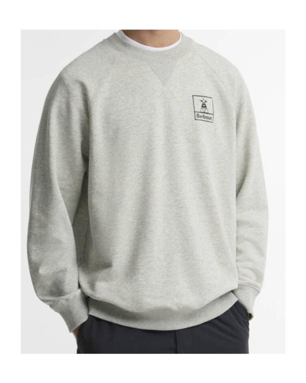 Barbour Gray Logo-Print Raglan-Sleeve Sweater for men