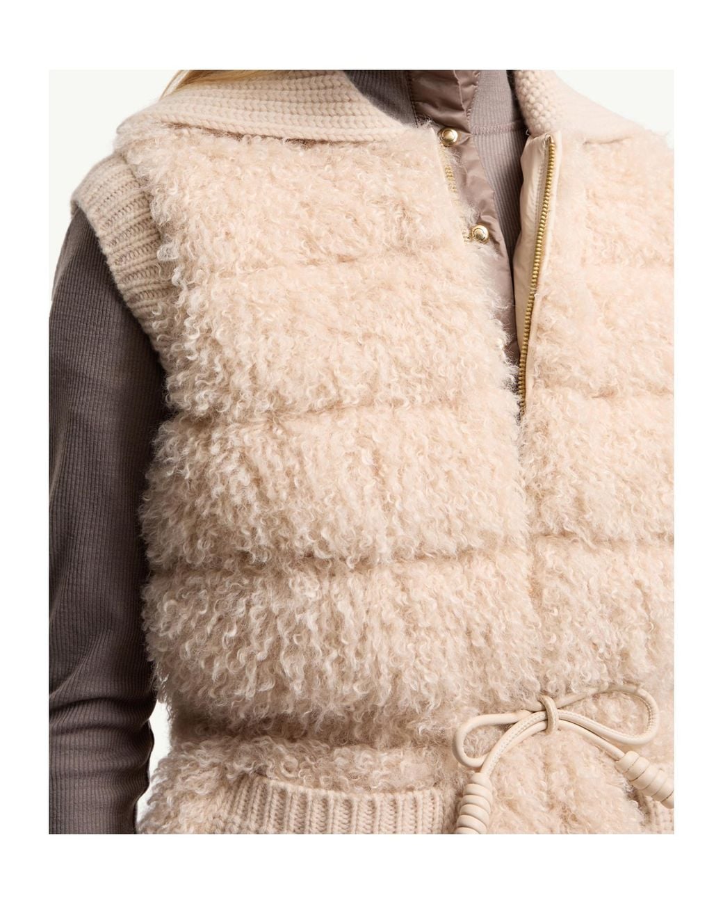 Moncler Natural Drawstring Zip-Up Padded Gilet