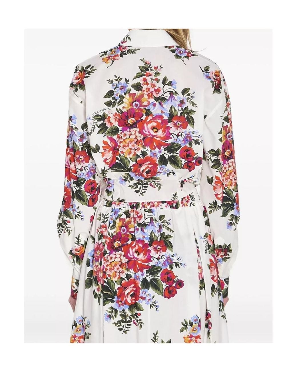 Dolce & Gabbana White Flower Bouquet-Printed Shirt