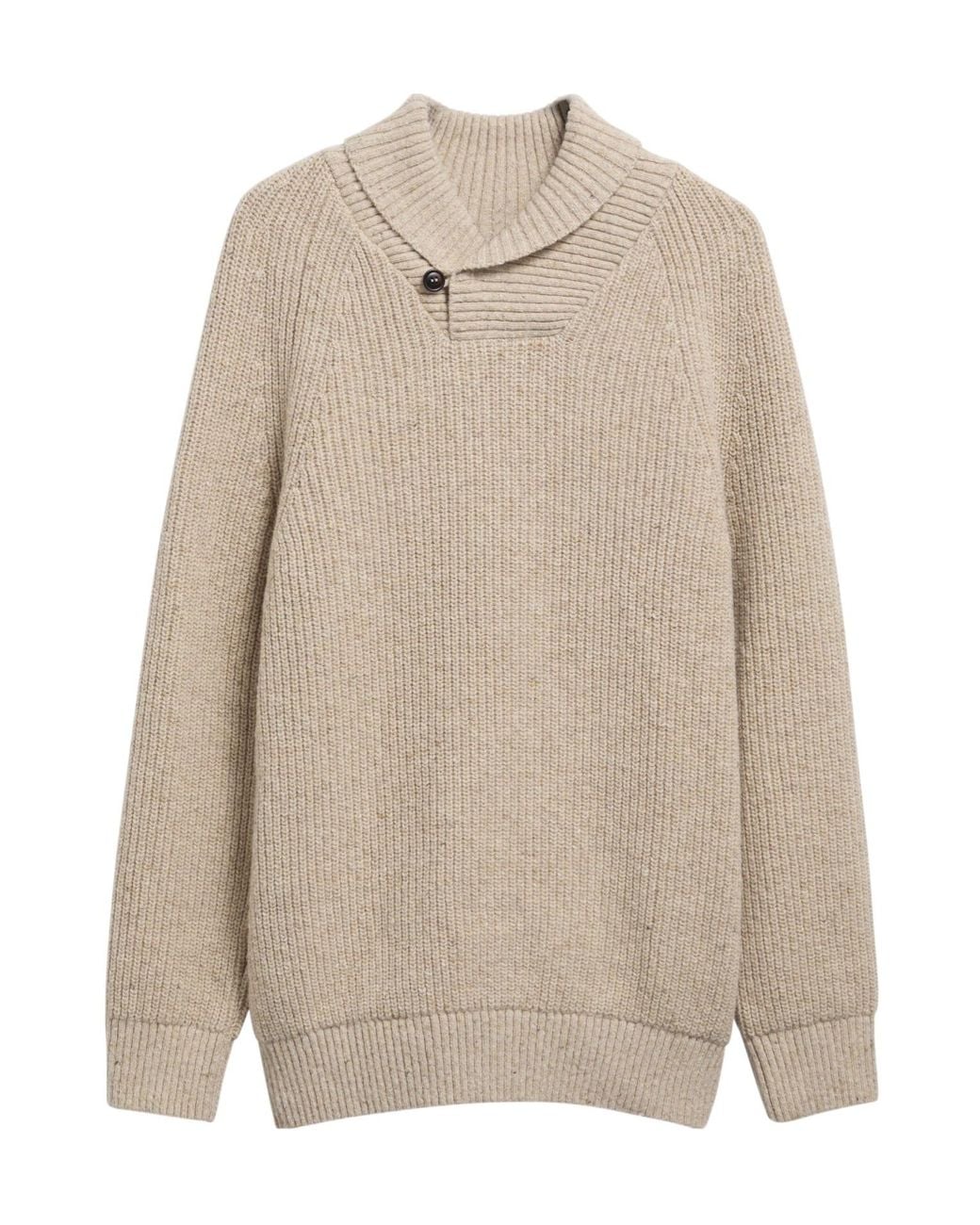 Barbour Natural Shawl Collar Chunky Knit Sweater for men