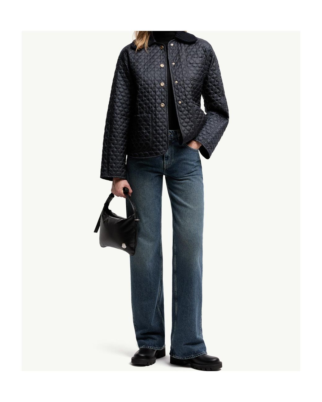 Moncler Blue Straight Leg Bleached Jeans