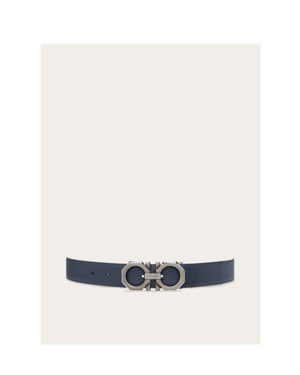 Ferragamo White Ferragamo Logo Buckled Reversible Belt for men