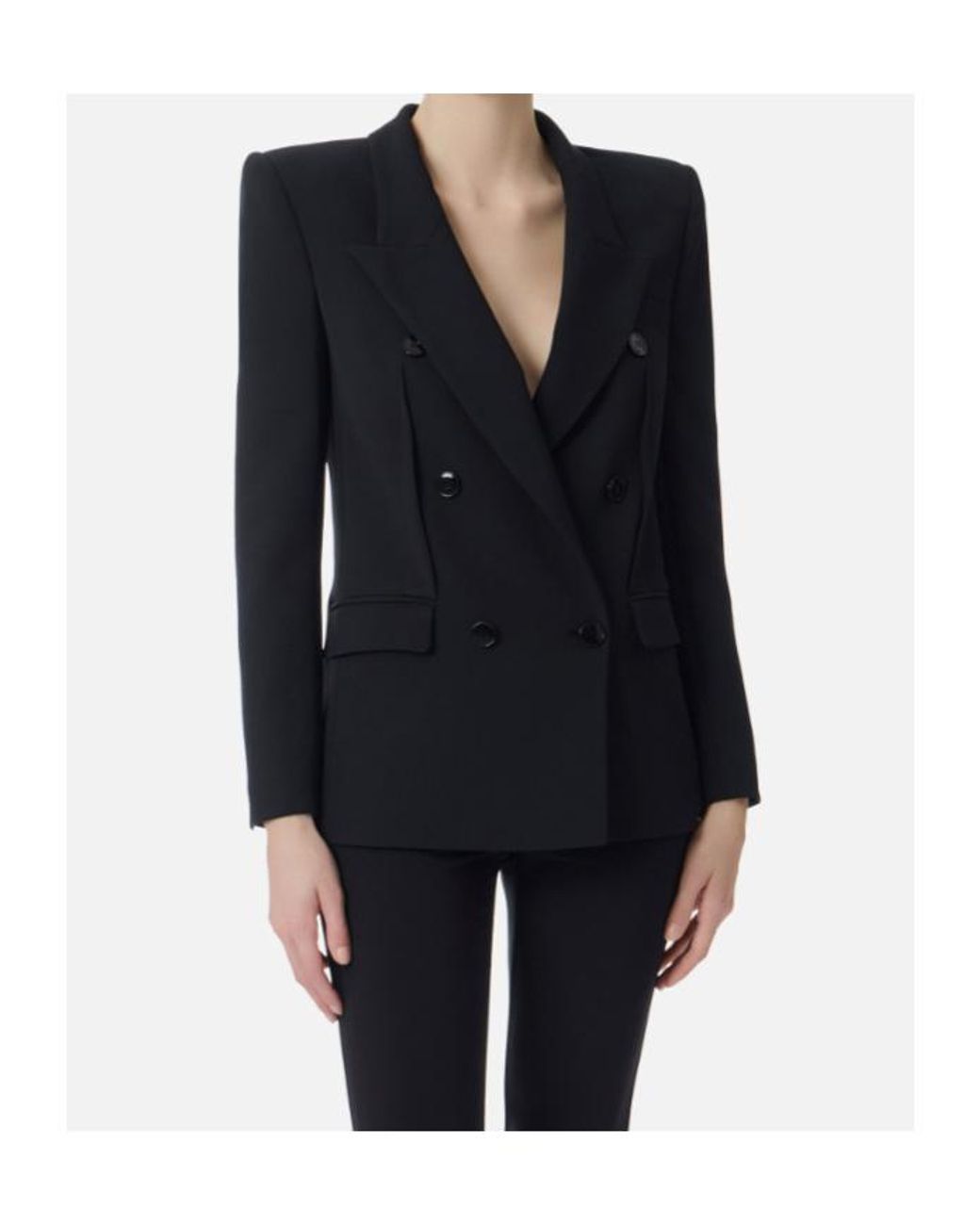 Elisabetta Franchi Black Double-Breasted Peak-Lapels Blazer