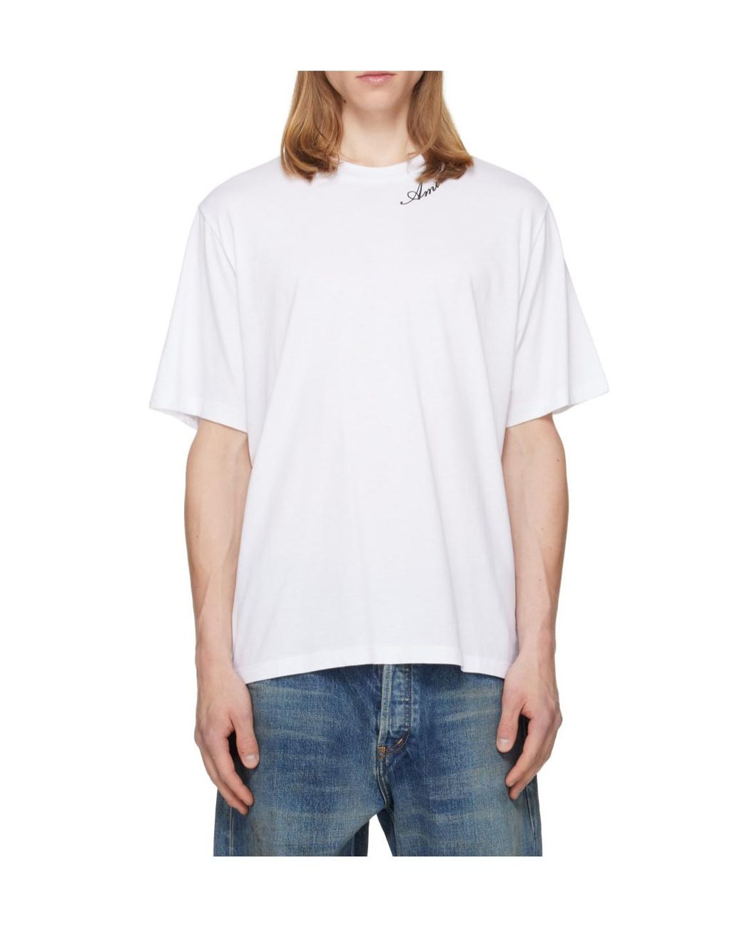 Amiri White Logo Crewneck T-Shirt for men