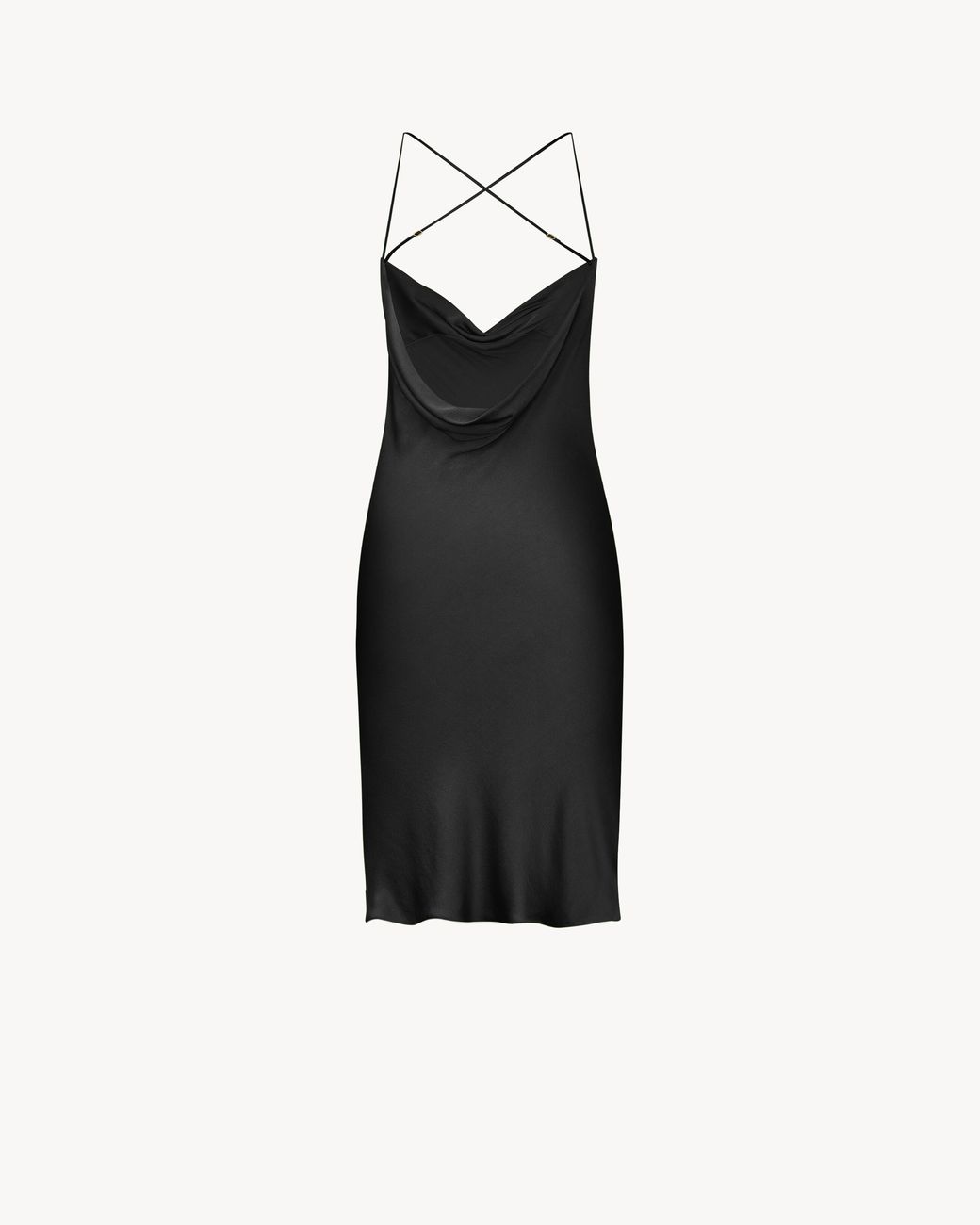Saint Laurent Black Backless Cowl Dress