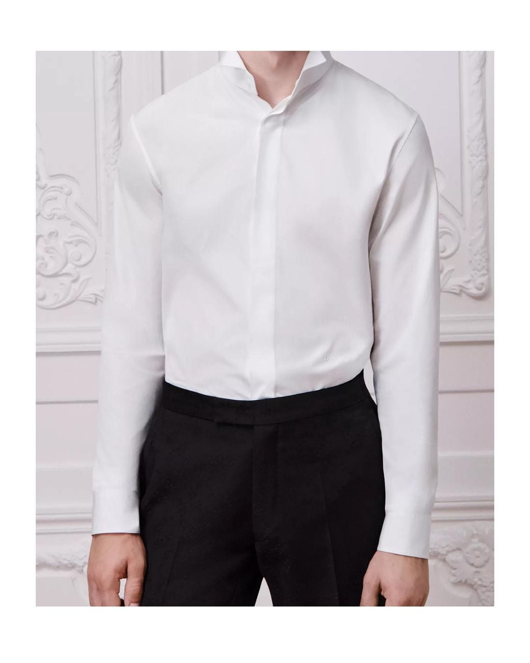 Dior White Chemise De Smoking A Col Casse for men