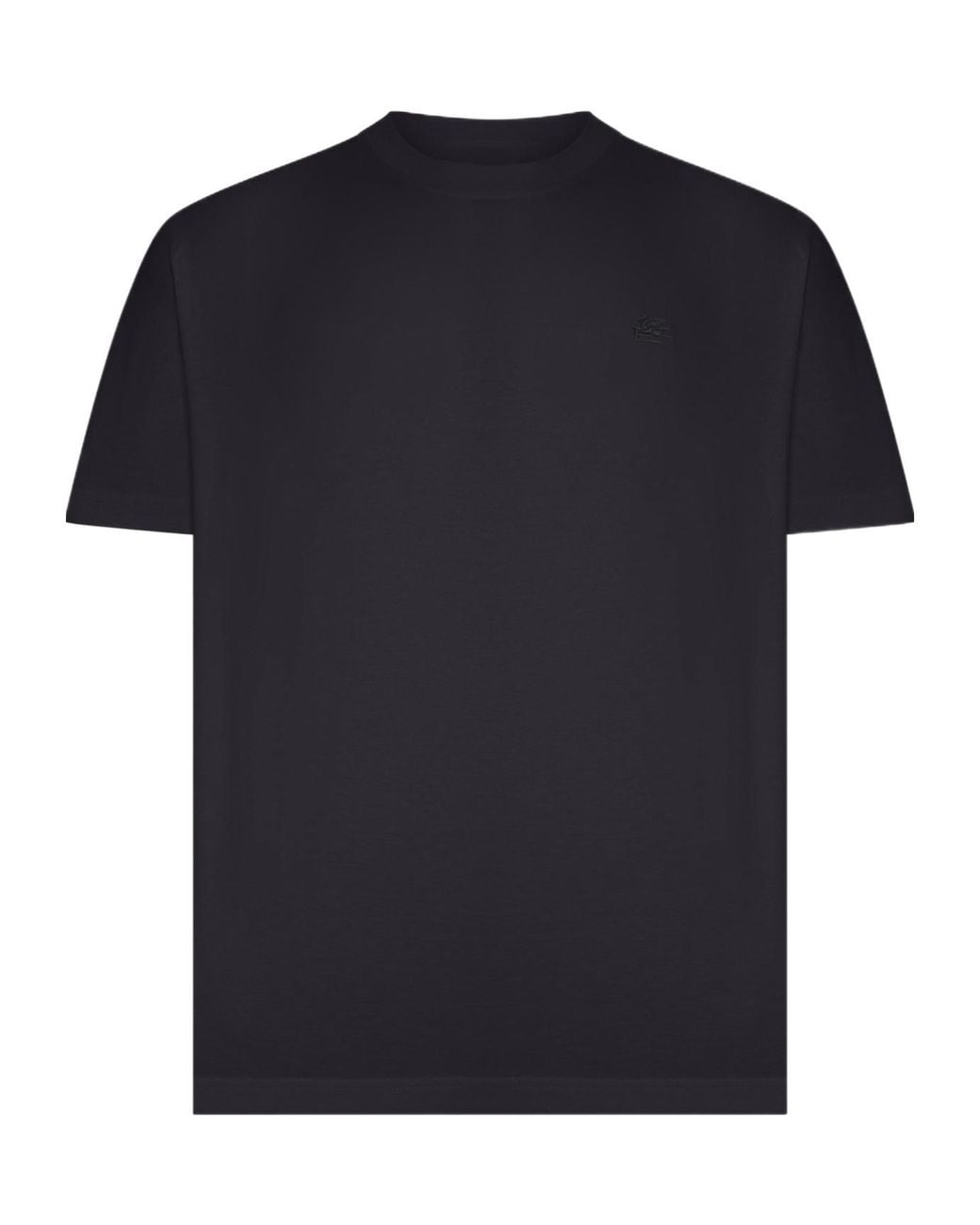 Etro Black Embroidered Logo T-Shirt for men