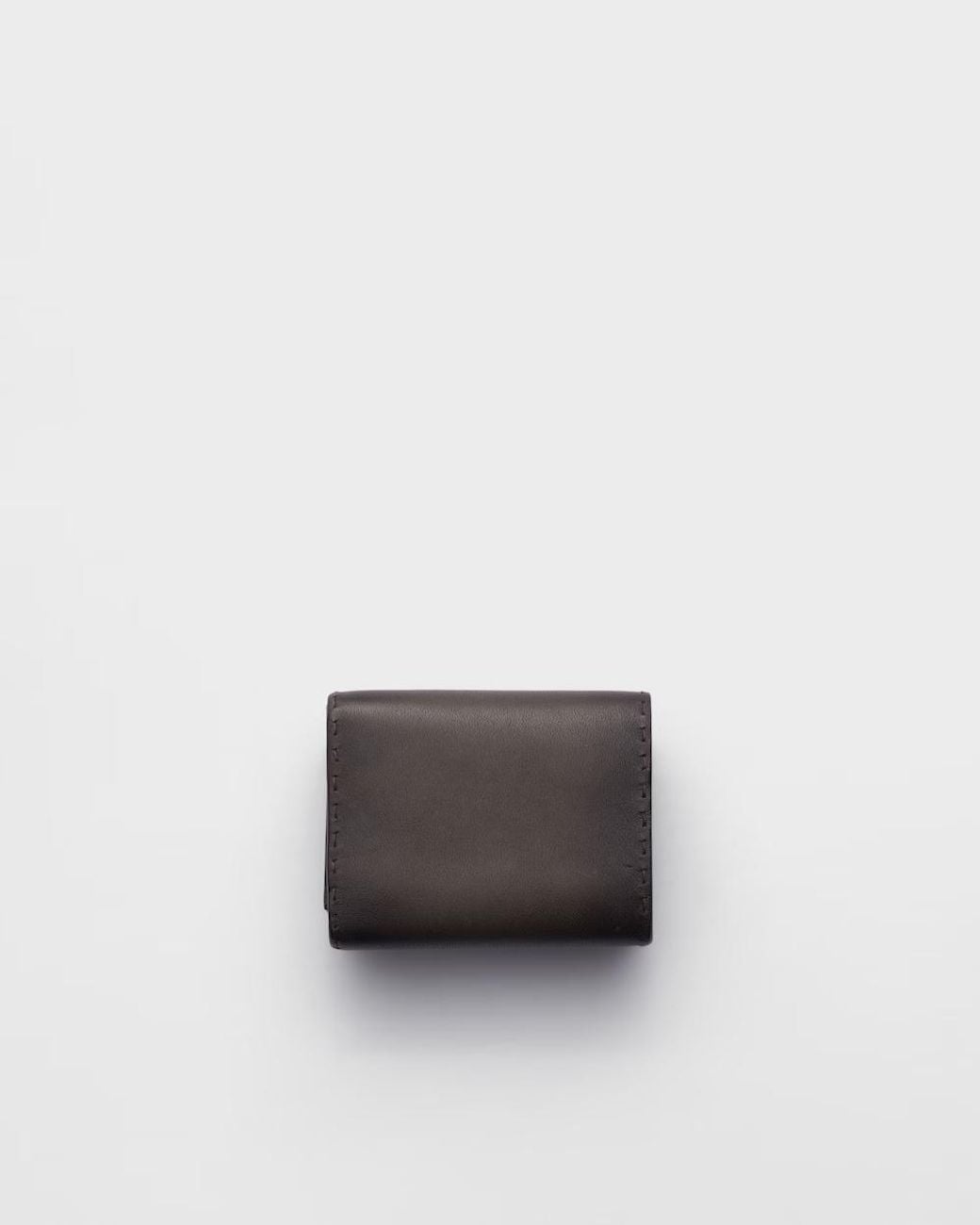 Prada Gray Small Antiqued Leather Wallet for men