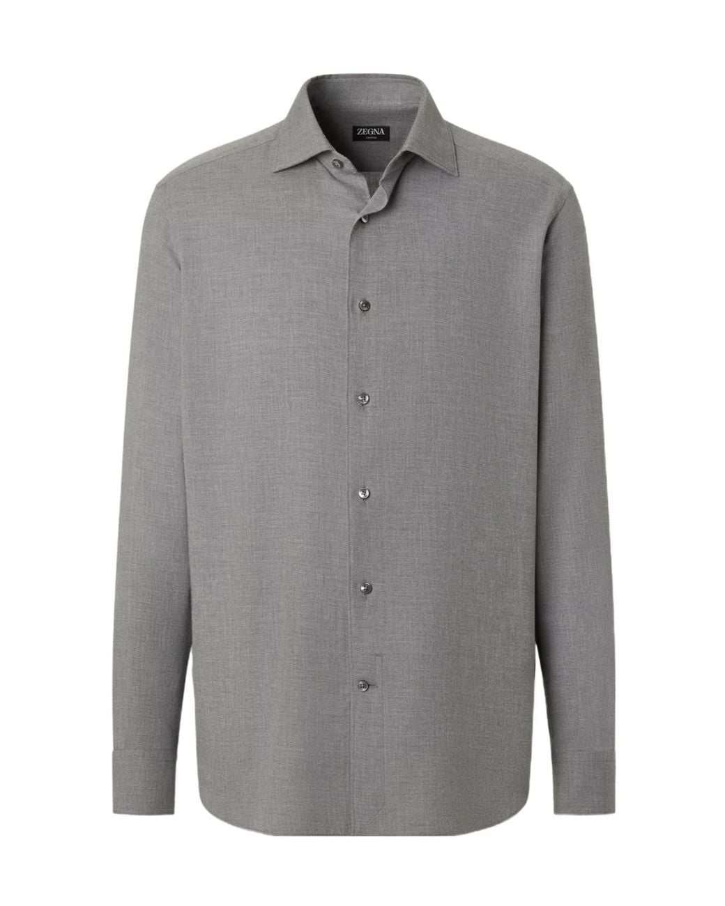 Zegna Gray Regular Fit Spread Collar Shirt for men