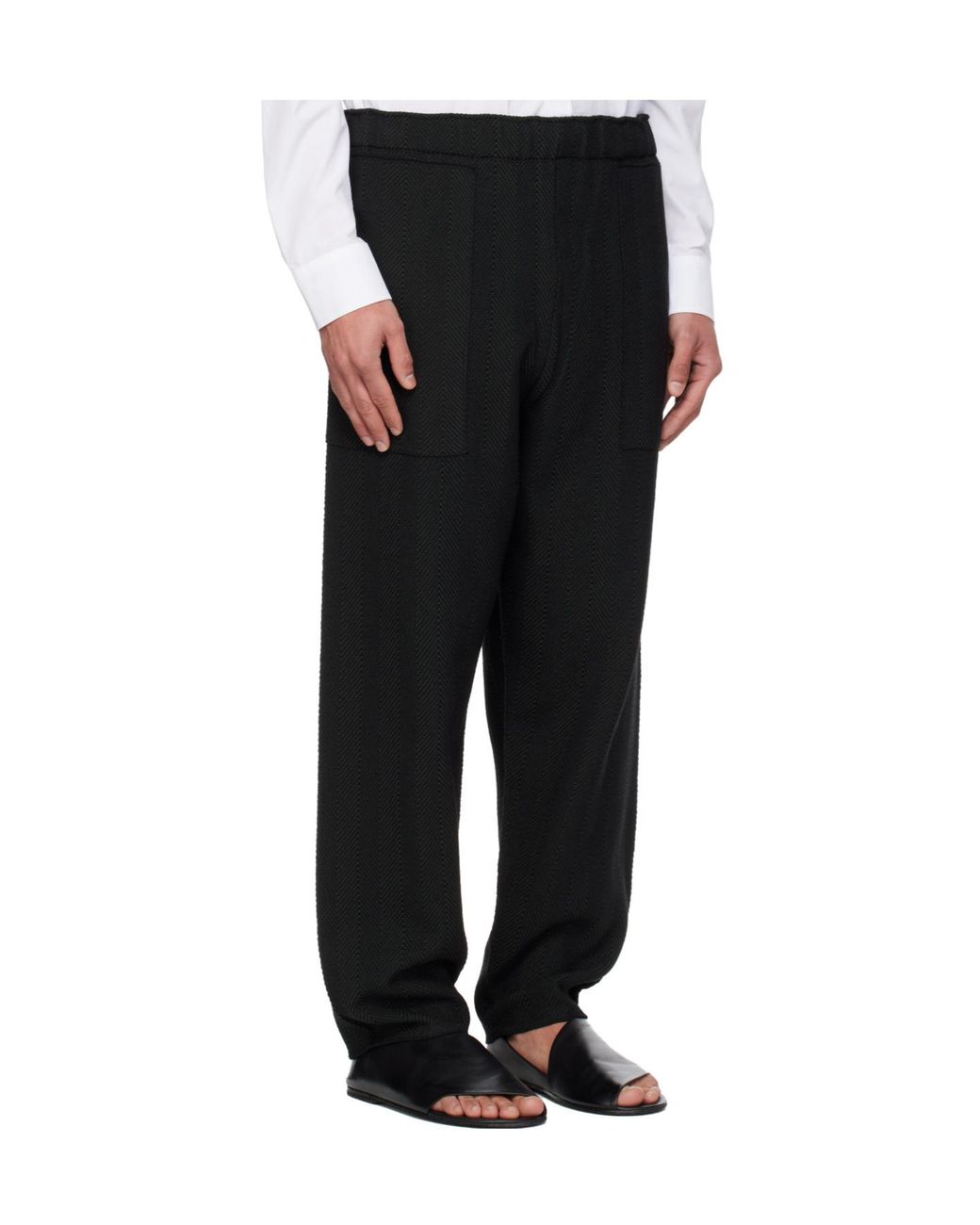 Homme Plissé Issey Miyake Black Herringbone Casual Pants for men