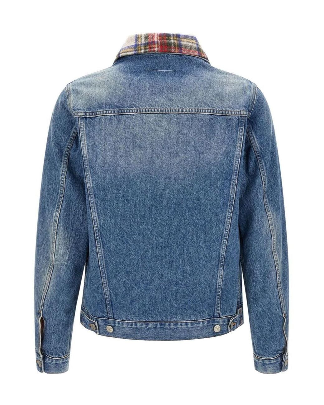 MM6 by Maison Margiela Blue Checked Collar Denim Jacket for men