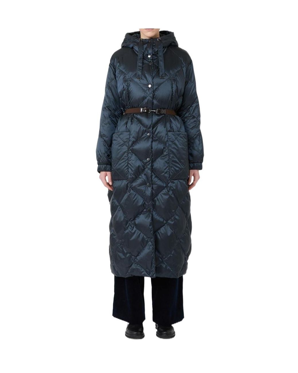 Max Mara Blue Long-Sleeve Hooded Padded Jacket