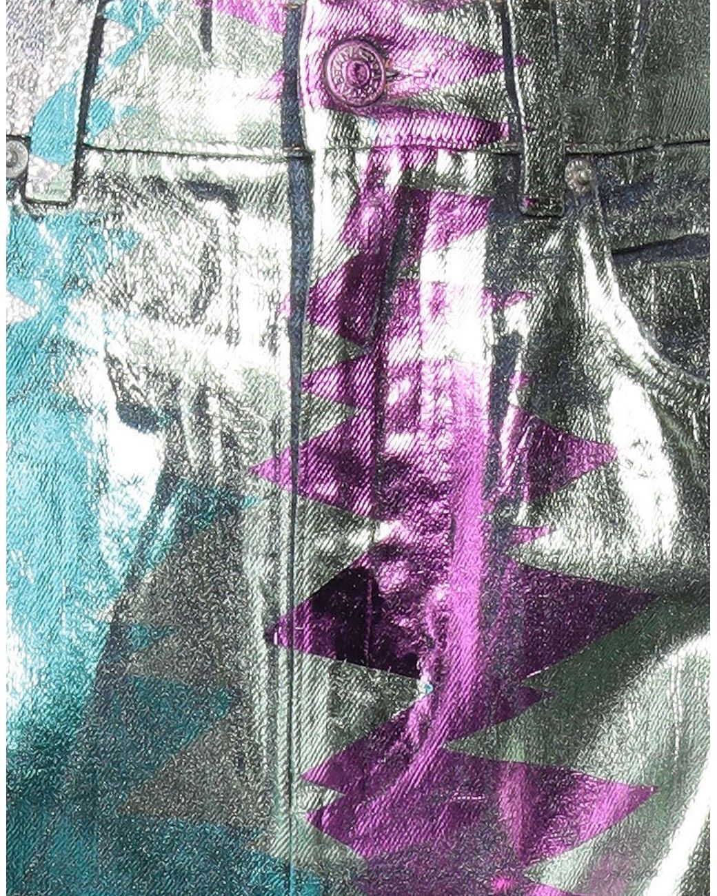 Dolce & Gabbana Blue Colored Metallic Jeans