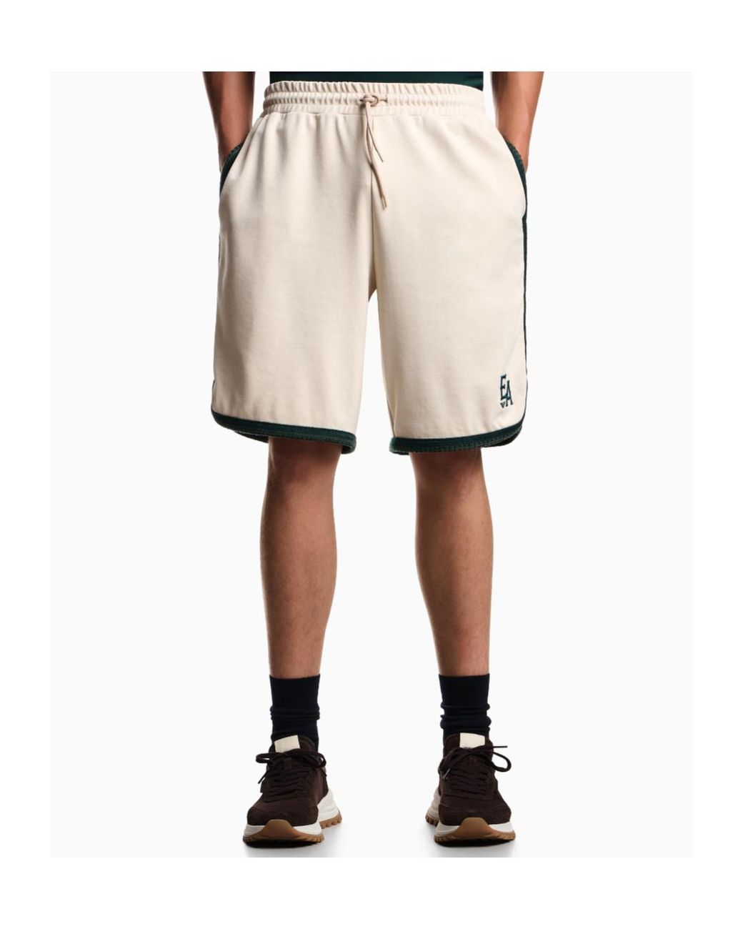 Emporio Armani Natural Embroidered Trim Shorts for men