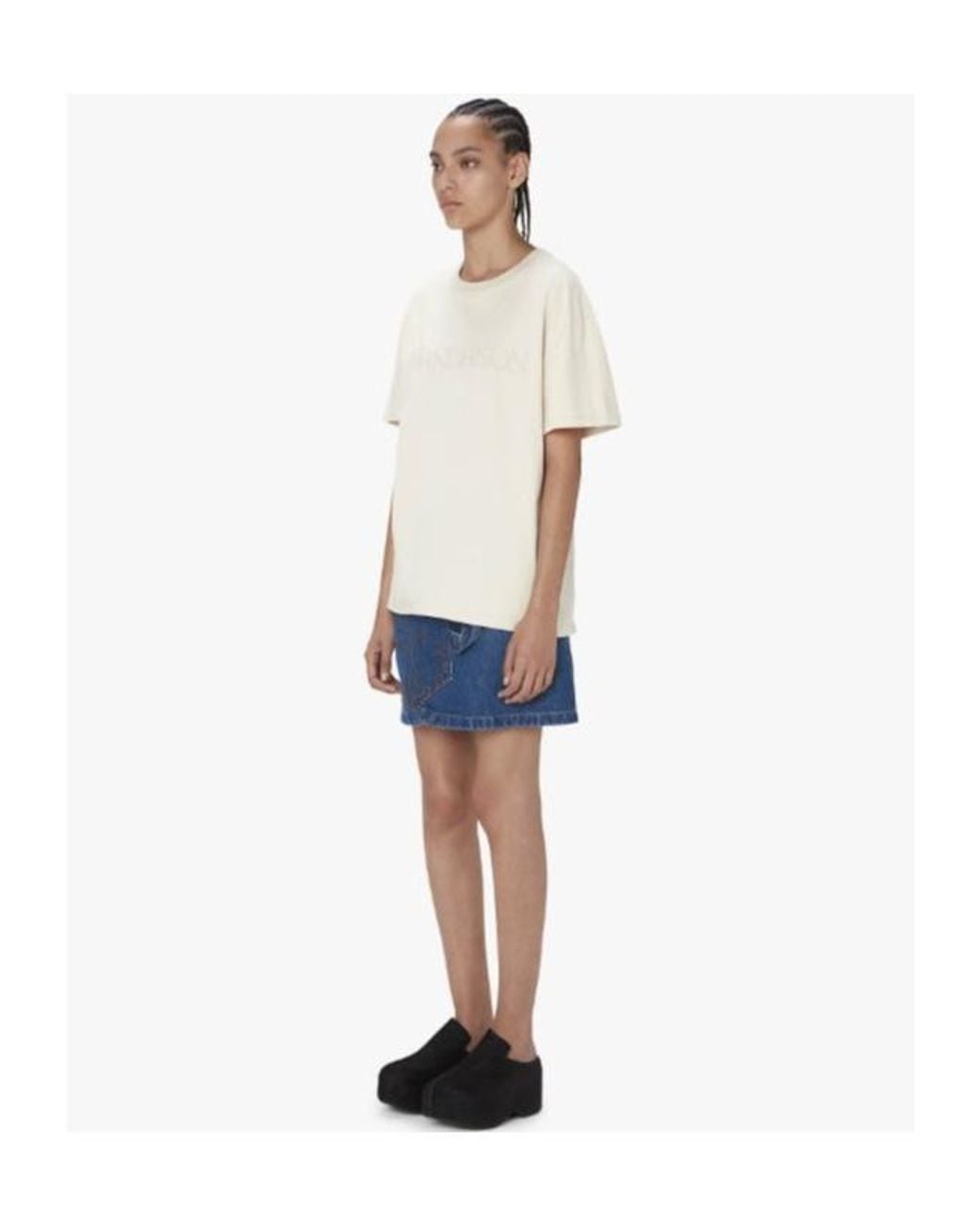 J.W. Anderson White Jw Anderson Logo Embroidered Crewneck T-Shirt