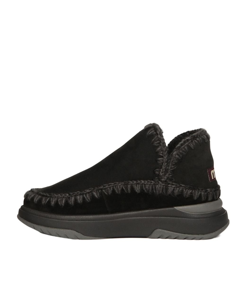 Mou Black Stitch-Trim Ankle Boots