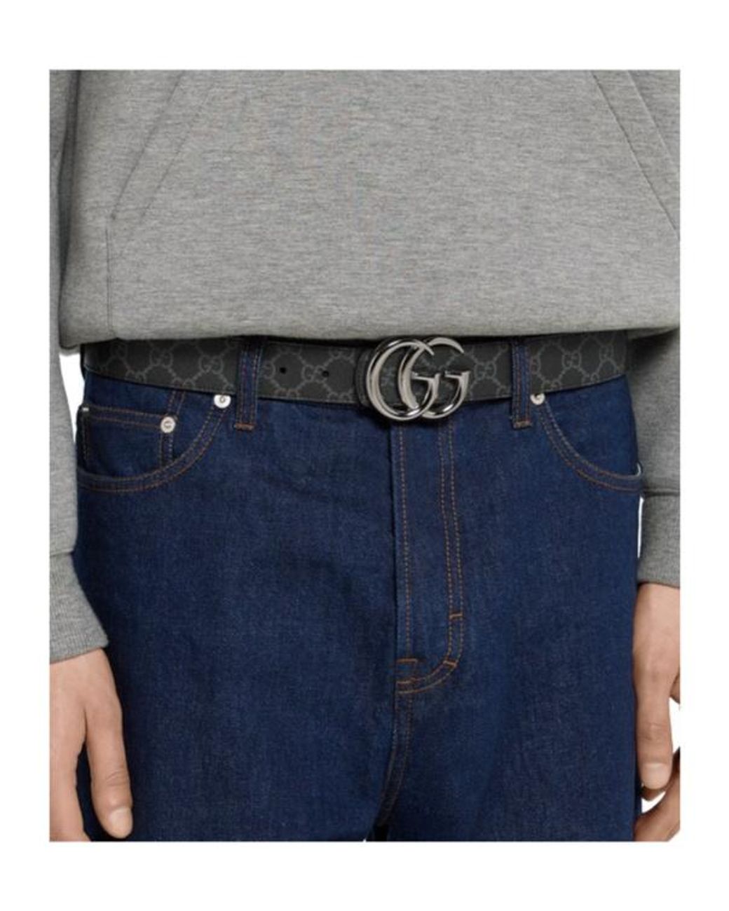 Gucci White Reversible Gg Marmont Belt for men