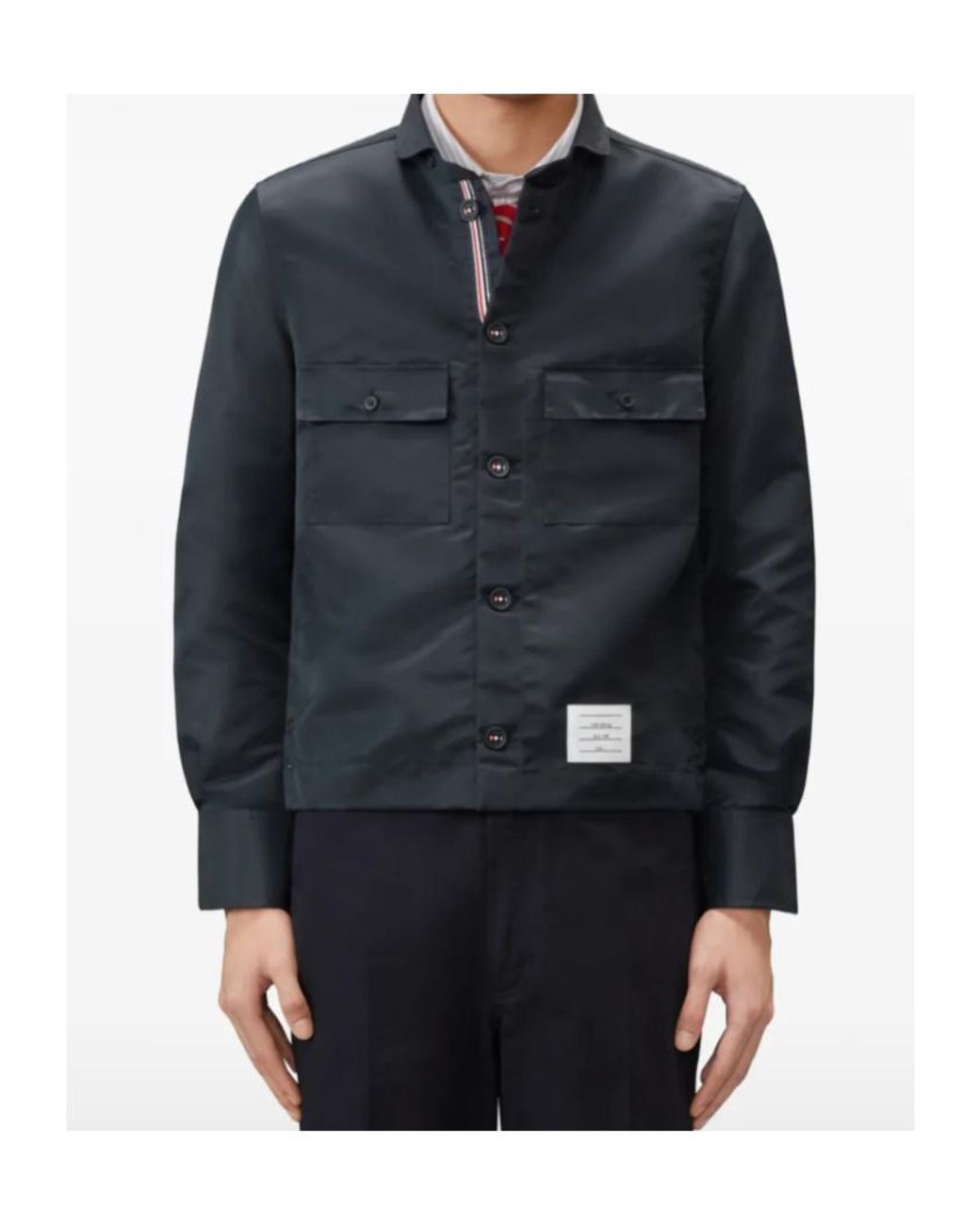 Thom Browne Blue Twill Pocket-Detail Overshirt for men