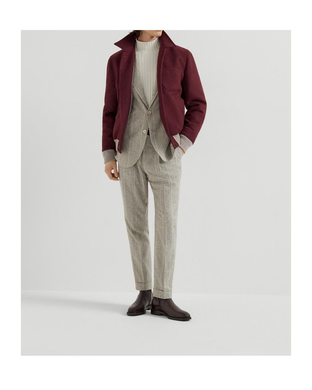 Brunello Cucinelli Gray Deconstructed Cavallo Blazer for men