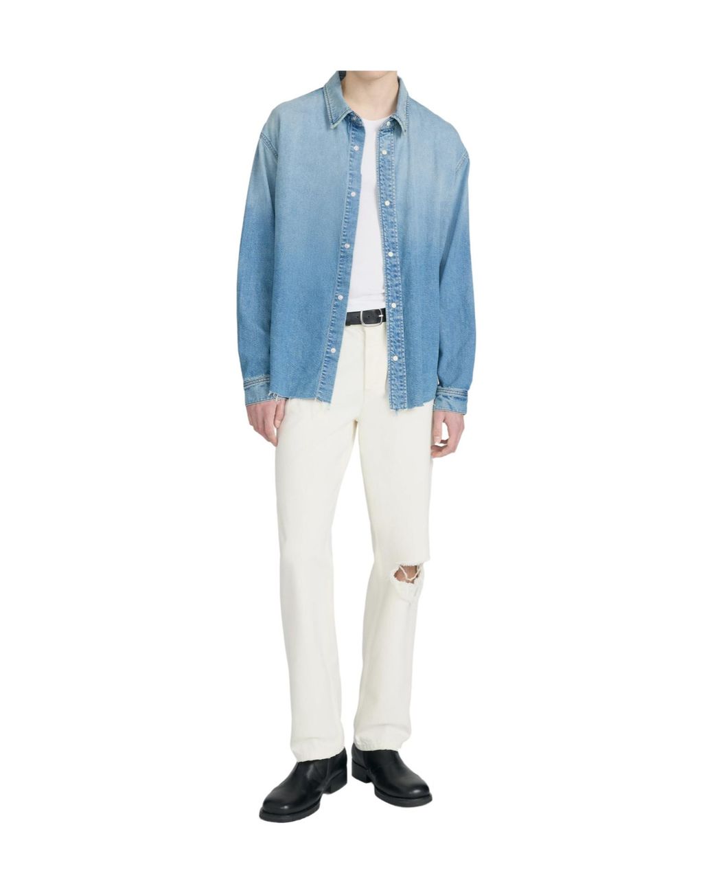 FRAME Blue Vintage Effect Denim Shirt for men