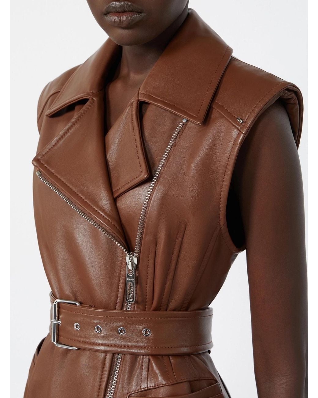 Sportmax Brown Favella Belted Gilet