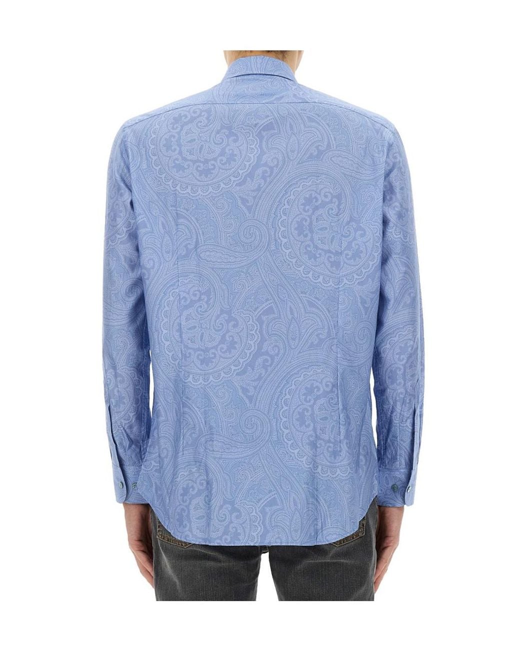 Etro Blue Paisley-Print Button-Up Shirt for men
