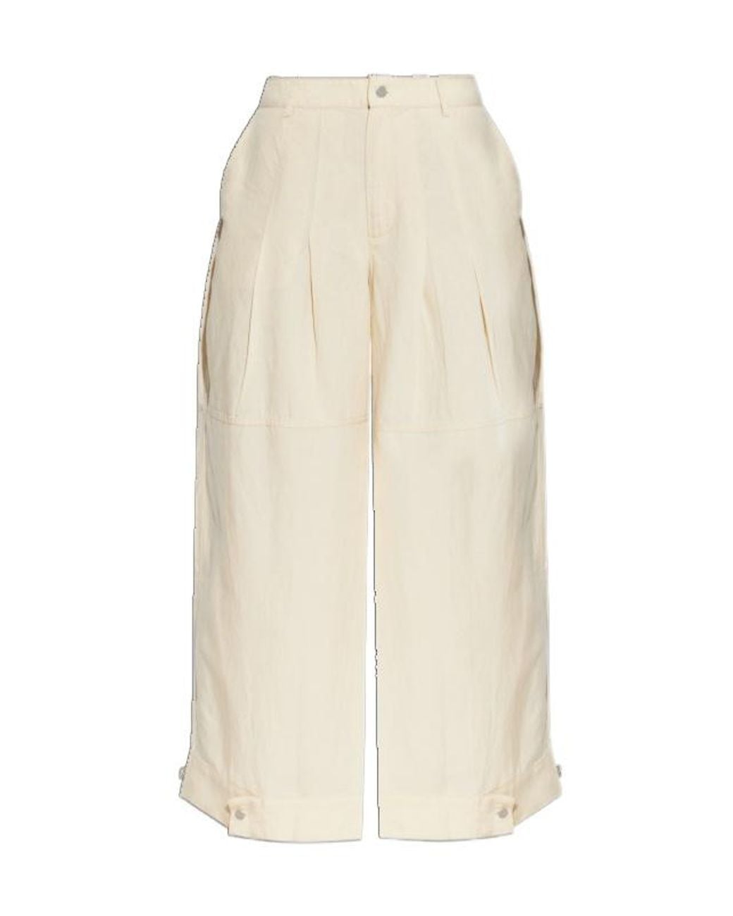 AllSaints White Sherell Pleated Wide-Leg Pants