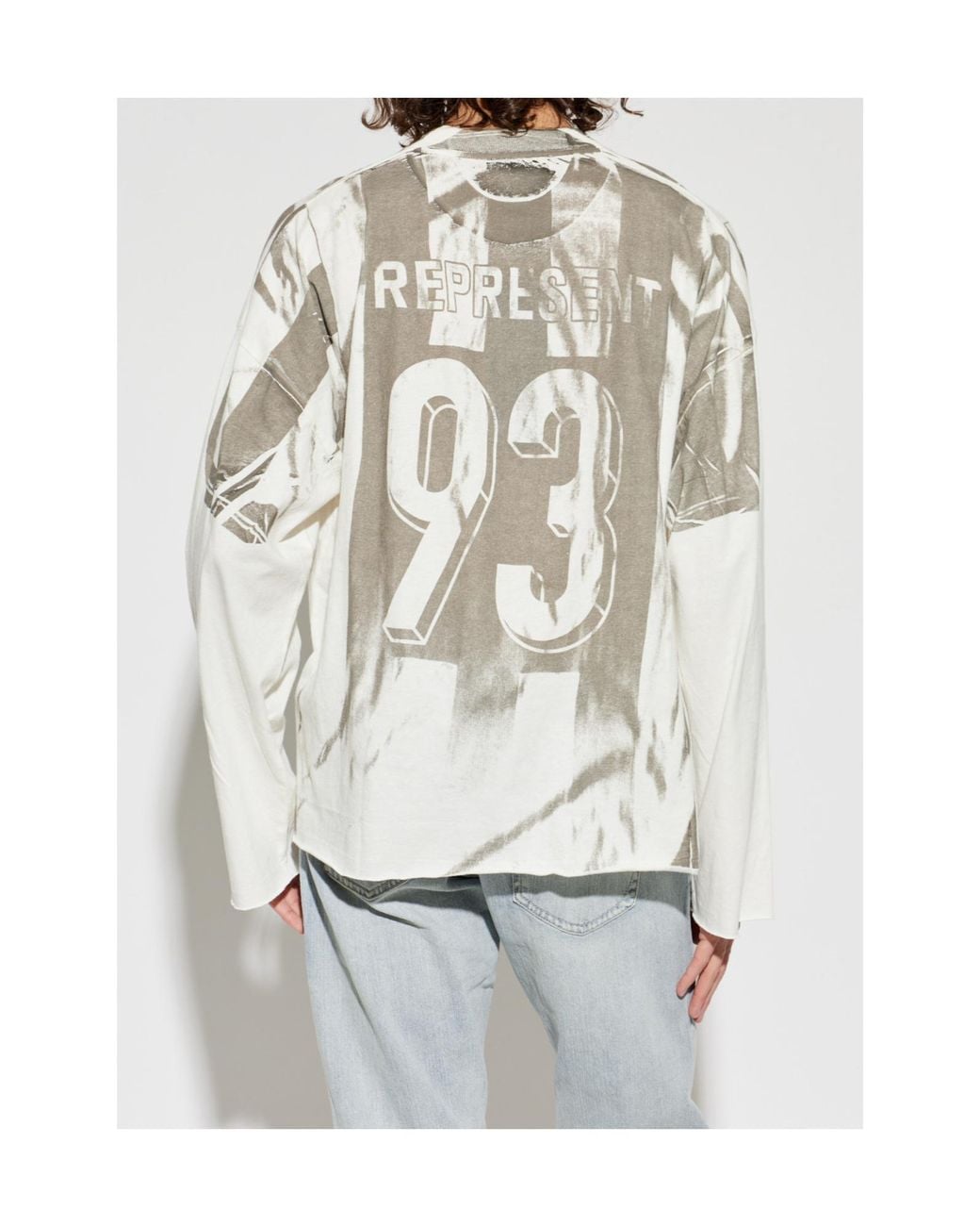 Represent White Oversized Striped Long Sleeve T-Shirt for men